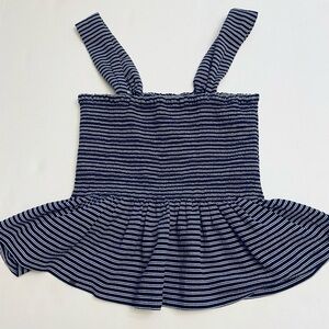 Madewell (Texture and Thread) Black and White Striped Peplum Top